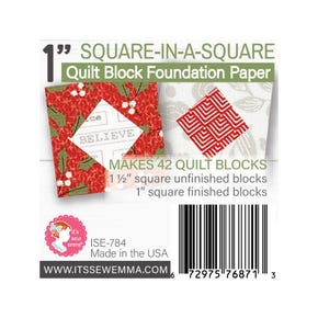 1" Square in a Square Quilt Block Foundation Paper | It's Sew Emma #ISE-784