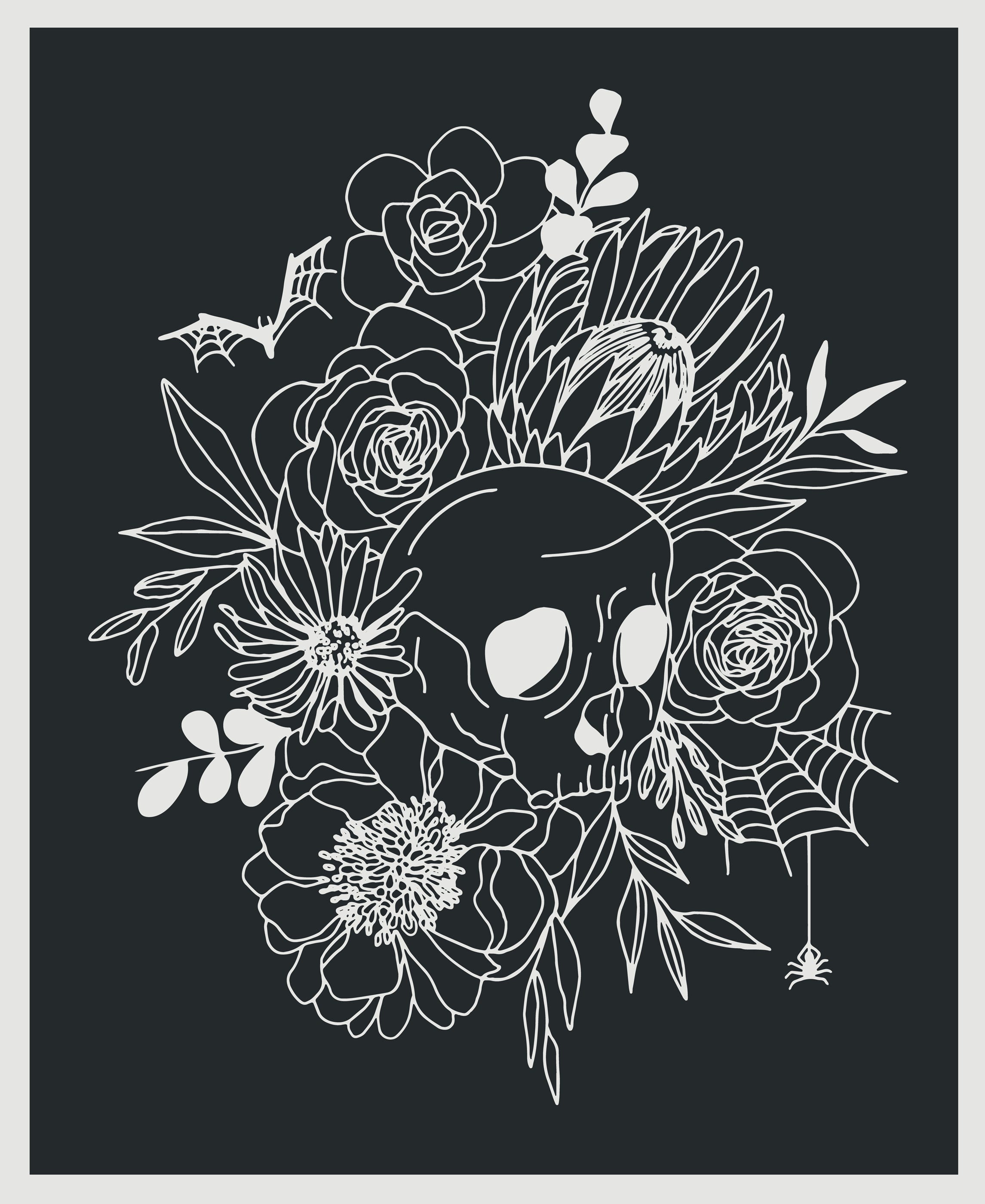 Noir Skull Midnight and Ghost Quilt Panel | SKU# 11548-23