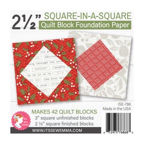 2.5" Square in a Square Quilt Block Foundation Paper | It's Sew Emma #ISE-786