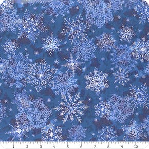 Holiday Flourish 108" Wide Metallic Royal Snowflake Yardage | SKU# 20788-11