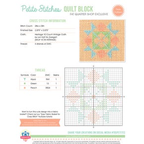 Free Quilt Block Cross Stitch Pattern - Petite Stitches Series | Free PDF Fat Quarter Shop Exclusive