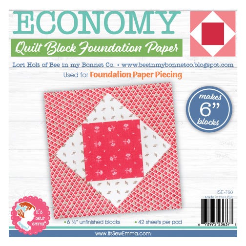 6 Economy Quilt Block Foundation Paper | Lori Holt of Bee in my Bonnet for  It's Sew Emma SKU# ISE-760