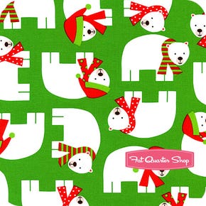 Jingle Green Festive Polar Bear Yardage | SKU# 15267-7 