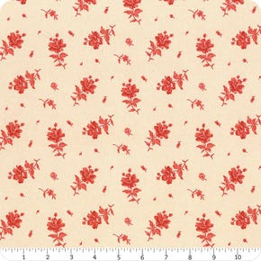 Northport Prints Tan and Red Floating Flowers Yardage | SKU# 14883-13 