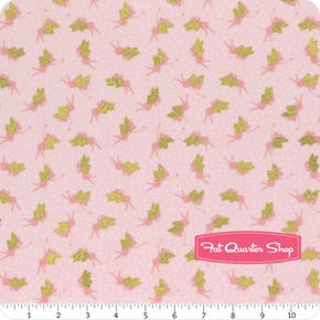 Small Things Magical & Mythical Pink with Gold Metallic Fairies Yardage | SKU# LEISM9-2 