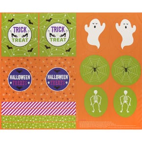 Haunted House Glow-in-the-Dark Orange Treat Bag and Cut Outs Project Panel | SKU# A598-1