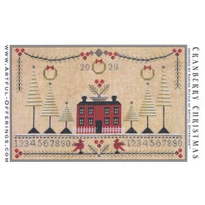 Cranberry Christmas Cross Stitch Pattern | Artful Offerings