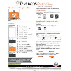 Bats & Boos Mystery Quilt Along Week Two - Pumpkin Block - Quilt Pattern | Free PDF Fat Quarter Shop Exclusive