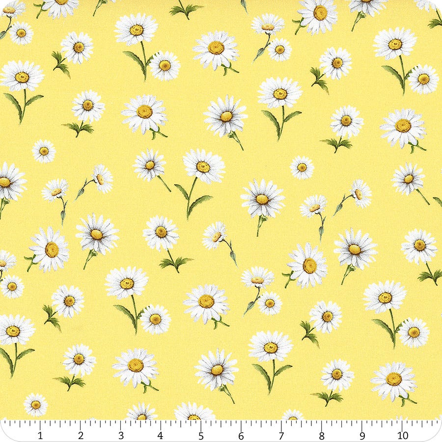 Bee Kind Yellow Tossed Daisies by Timeless Treasures CD3262-YELLOW