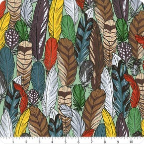 Birds of a Feather Multicolored Packed Feathers Yardage | SKU# PWRH043-MULTI