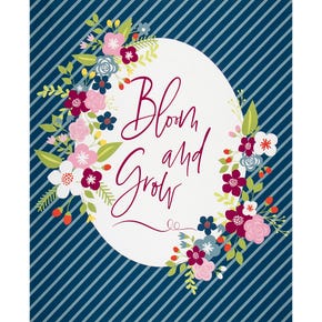 Bloom and Grow Navy Bloom and Grow Quilt Panel | SKU# P10116-NAVY