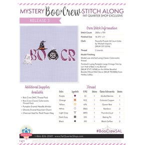 Boo Crew Mystery Stitch Along Part 3 Cross Stitch Pattern | Free PDF Fat Quarter Shop Exclusive