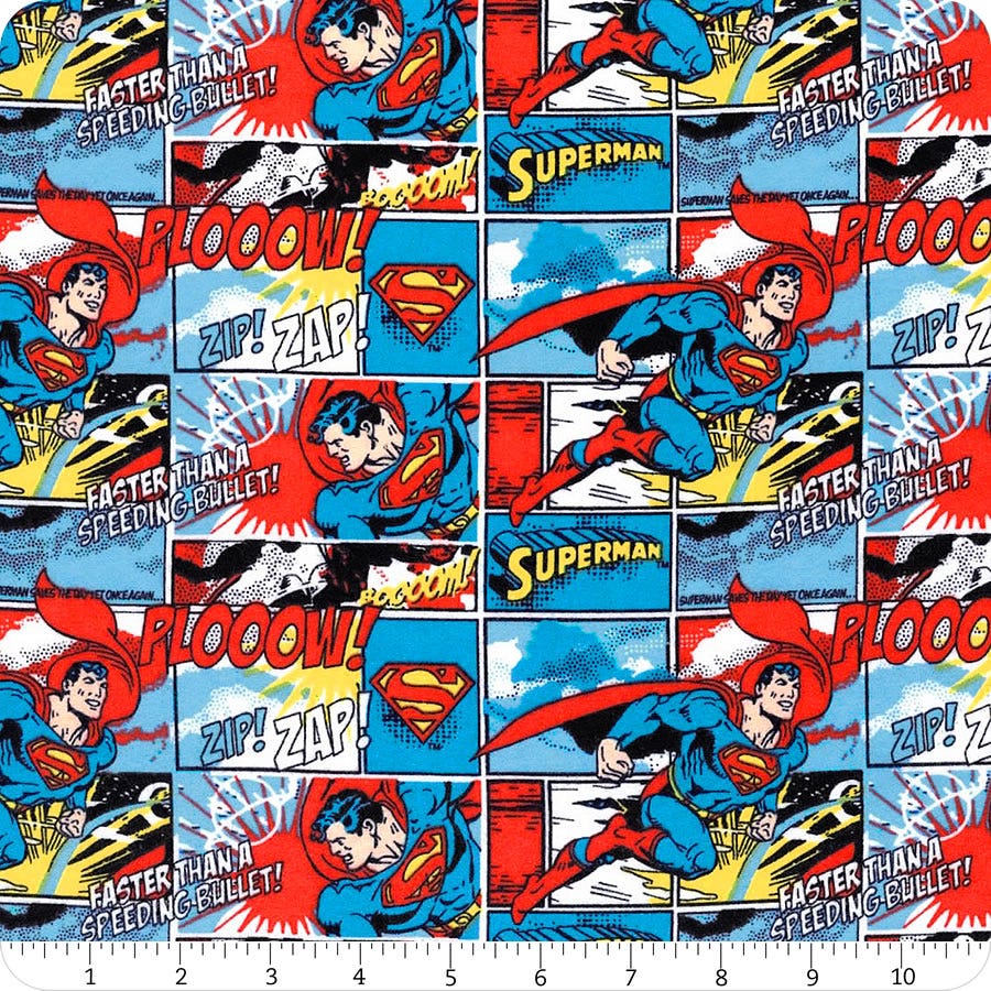 Superman & Robin Burp Cloth Upcycled Vintage 1980s Superman DC Comics fabric