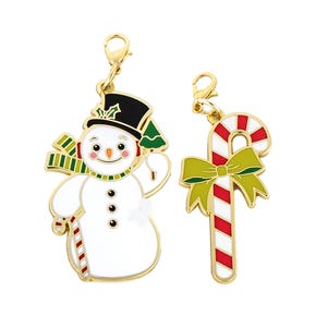 Set of Two Candy Cane & Frosty Sew Cute Zipper Charms | Cathe Holden for Moda #CH130