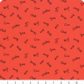 Coloring on the Farm Red Words Yardage | SKU# C12232-RED