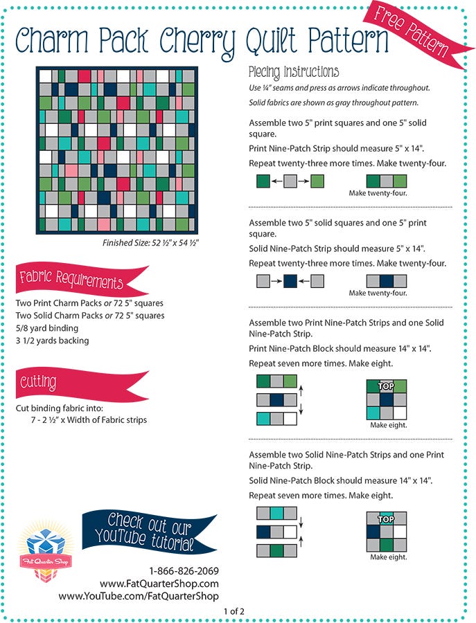 Free Baby Quilt Pattern, Charm Pack Quilt Pattern