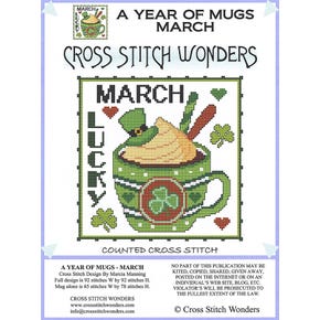 March A Year of Mugs Cross Stitch Pattern | Cross Stitch Wonders
