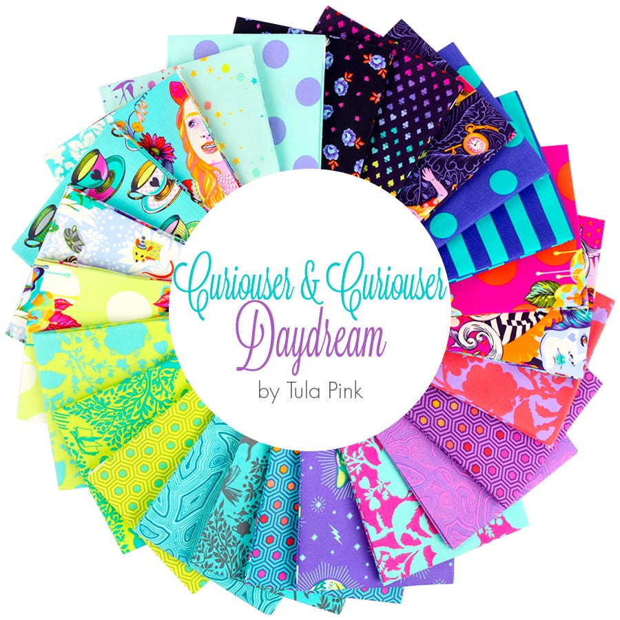 *May* 2021 Release Daydream Teal PRE-ORDER Tula Pink FQ+ Yardage Curiouser /& Curiouser Down the Rabbit Hole