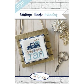 January Vintage Truck Downloadable PDF Cross Stitch Pattern | Erica Made Designs