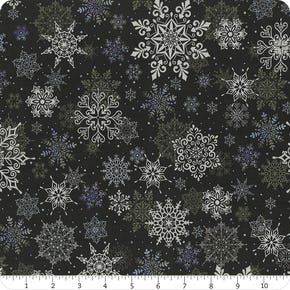 First Frost 108" Wide Black Tossed Snowflakes Yardage | SKU# 6446-99