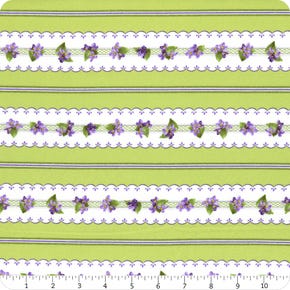 Flowerhouse Elizabeth Olive Floral Stripe Flannel Yardage | SKU# 19898-49