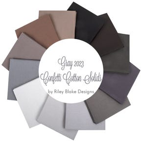 Gray 2023 Confetti Cotton Solids Fat Quarter Bundle | Riley Blake Designs