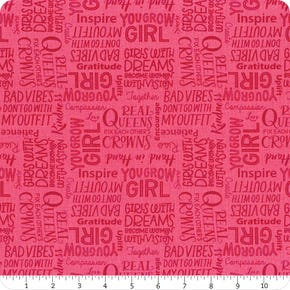 Hand in Hand Pink Text Yardage | SKU# C10661-PINK