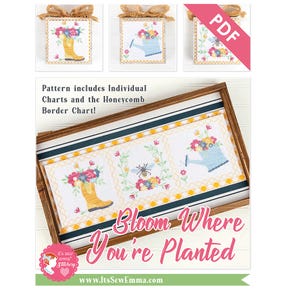Bloom Where You're Planted Downloadable PDF Cross Stitch Pattern | It's Sew Emma