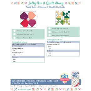 Jolly Bar Book Vol. 4 Quilt Along Week Eight - Primrose & Shoofly Pie Blocks Cutting Guide | Free PDF Fat Quarter Shop