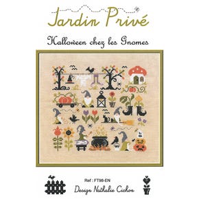 Halloween Chez Les Gnomes (Halloween with the Gnomes) Cross Stitch Pattern | Jardin Prive