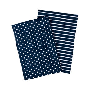 Kimberbell Blanks Navy Polka Dots and Stripes Tea Towels | Kimberbell #KDKB213