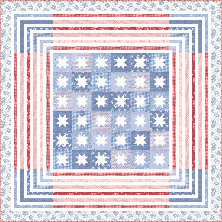 My Home Sweet Home Quilt Kit | Featuring Hollyhocks & Roses
