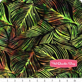 Marigold Batiks Neon Large Leaf Yardage | SKU# Q2138-684 