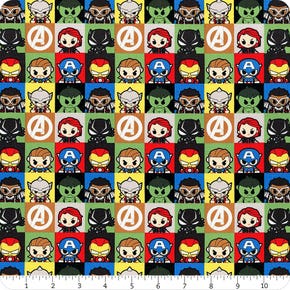 Marvel Comics Kawaii Multi Mini Hero Blocks Yardage | SKU# 13020867-1