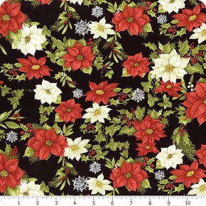 Medley in Red Black Poinsettia All Over Yardage | SKU# 39737-931