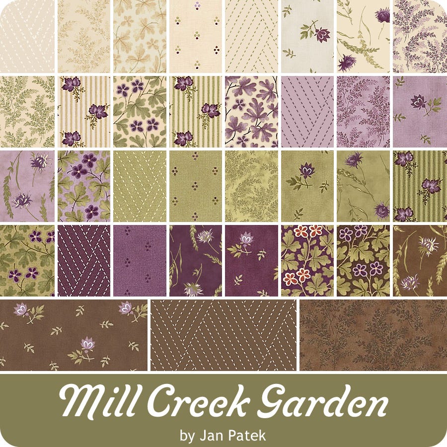 Patchwork Quilting 10 Inch Squares Moda Mill Creek Garden Layer Cake 