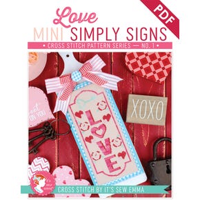 Love Mini Simply Signs Downloadable PDF Cross Stitch Pattern | It's Sew Emma