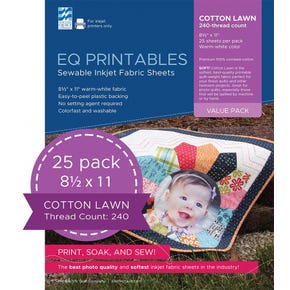 EQ 25 Pack Premium Cotton Printable Ink Jet Fabric Sheets | Electric Quilt Company #P-FABRC