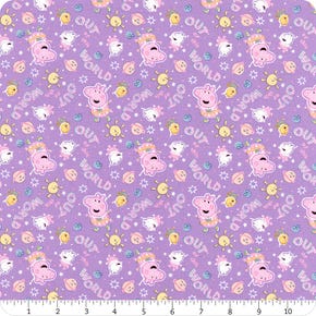 Peppa Pig Purple Friends in Space Yardage | SKU# 95220101-02