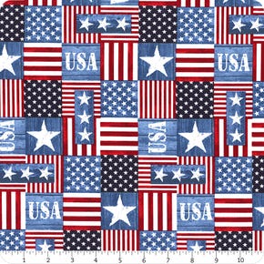 Proud to be an American USA Stars and Stripes Blocks Yardage | SKU# USA-C1338-USA