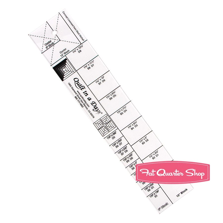 6" and 12" Block Log Cabin Ruler Quilt in a Day 2052QD Fat Quarter