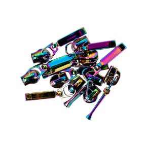 10 Pack Iridescent Rainbow Rectangular Slider with Pull | Emmaline Bags #EBSP3-1RN