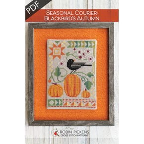 Seasonal Courier: Blackbird's Autumn Downloadable PDF Cross Stitch Pattern | Robin Pickens