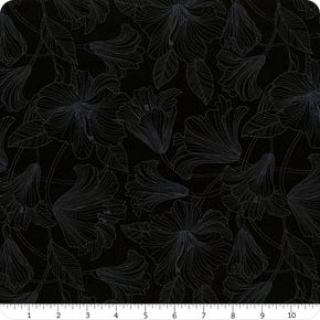 Simply Neutral Black Hibiscus Blooms Yardage | SKU# 23912-98