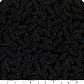 Simply Neutral Black Large Leaves Yardage | SKU# 23913-98