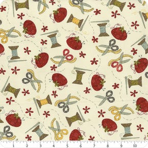 S is for Sew Cream Allover Novelty Yardage | SKU# 2844-33