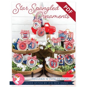 Star Spangled Ornaments Downloadable PDF Cross Stitch Pattern | It's Sew Emma