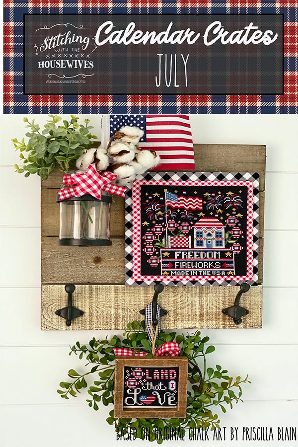 July Calendar Crates Cross Stitch Pattern Stitching with the
