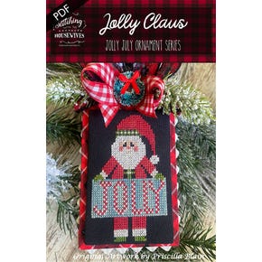 Jolly Claus Downloadable PDF Cross Stitch Pattern | Stitching with the Housewives Jolly July Ornament Series