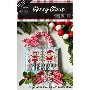 Merry Claus Downloadable PDF Cross Stitch Pattern | Stitching with the Housewives Tiered Tray Tidbits